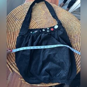 Black Tote /sling Bag with Button Accents